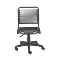 Williston Forge 35" Chrome & Black Round Bungee Cord Low Back Office Chair Bungee in Gray/Black | 35 H x 18 W x 25 D in | Wayfair