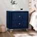 Mercer41 Quintashia Solid + Manufactured Wood Nightstand Wood/Upholstered in Blue | 25.2 H x 23.62 W x 16.14 D in | Wayfair