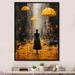 Red Barrel Studio® Sherranda Fashion Woman w/ Yellow Umbrella - Print on Canvas Metal in Black/Yellow | 40 H x 30 W x 1.5 D in | Wayfair