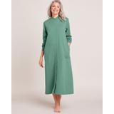 Blair Women's Better-Than-Basic Fleece Snap Front Robe - Green - LGE - Misses