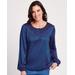 Blair Women's Lace Neckline Top - Blue - M - Misses