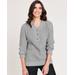 Blair Women's Shaker Henley Sweater - Grey - L - Misses