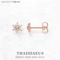 Clou d'oreille flocon de neige en or rose pour femme bijoux fins européens cadeau romantique