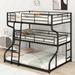 Metal Triple Bunk Beds Frame,Full XL Over Twin XL Over Queen Size Triple Bunk Bed with Long and Short Ladder,3 in 1 Triple Bed