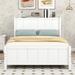 Modern Full Size Platform Bed with 4 Drawers and Storage Shelves, Wood Platform Bed Frame with Headboard and Footboard, White