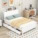 Modern Full Size Platform Bed with 4 Drawers and Storage Shelves, Wood Platform Bed Frame with Headboard and Footboard, White