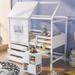 Twin Size House Loft Bed with Pullable Desk,3 Drawer Chest