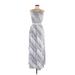 Barneys New York Casual Dress - A-Line Scoop Neck Sleeveless: Gray Stripes Dresses - New - Women's Size 36