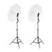 ametoys Studio Photography Umbrella Kit with 33 Inch White Umbrellas * 2 + 2M Metal Tripod Stands * 2 + E27 Sockets * 2 for Live Streaming Photography Video Recording