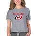 Women's Concepts Sport Heather Gray Carolina Hurricanes Tri-Blend Mainstream Terry Short Sleeve Sweatshirt Top