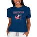 Women's Concepts Sport Navy Columbus Blue Jackets Tri-Blend Mainstream Terry Short Sleeve Sweatshirt Top