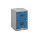 Bisley A4 Home Office Filing Cabinet, 2 Filing Drawers, Grey/Blue
