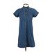 J.Crew Casual Dress - Shirtdress Collared Short sleeves: Blue Dresses - Women's Size 0