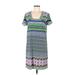 Laundry by Shelli Segal Casual Dress - Shift Square Short sleeves: Purple Dresses - Women's Size Medium