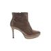 Paul Green Ankle Boots: Tan Print Shoes - Women's Size 7 1/2 - Round Toe