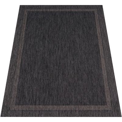 Teppich PACO HOME "Roma 272", grau (anthrazit), B:160cm H:4mm L:220cm, Polypropylen, Teppiche, Flachgewebe, meliert, mit dezenter Bordüre, In- und Outdoor geeignet Image