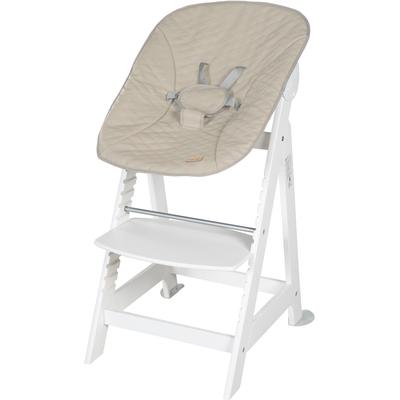 Hochstuhl ROBA "Treppenhochstuhl 2-in-1 Set Born Up weiß", Baby, Gr. B/H/T: 46cm x 94cm x 67cm, weiß (grauish, weiß), Stühle, mit Neugeborenen-Aufsatz, Greyish gesteppt