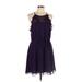 BCBGeneration Cocktail Dress - Party Halter Sleeveless: Purple Print Dresses - Women's Size Large