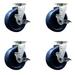 Service Caster Solid Polyurethane Swivel Caster w/ Roller Bearings & Brakes | 7.5 H x 12 W x 12 D in | Wayfair SCC-20S620-SPUR-TLB-4