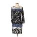 BCBGMAXAZRIA Casual Dress - Sheath Crew Neck 3/4 sleeves: Black Floral Dresses - Women's Size Small