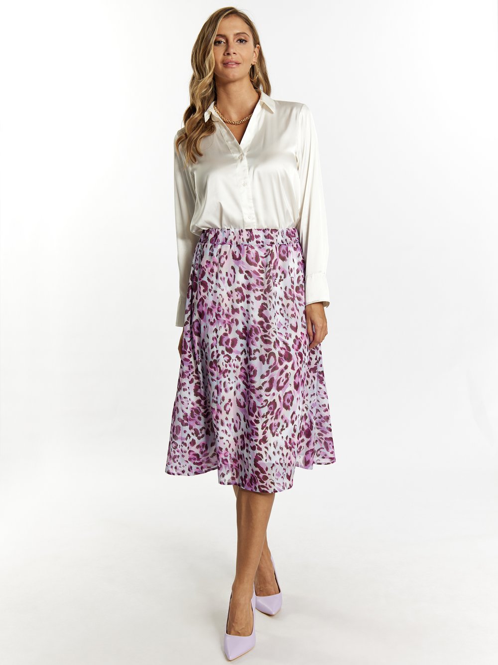 Faina Rock mit Leoprint Damen flieder, L