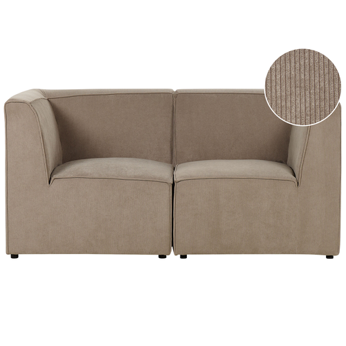 Sofa Taupe Stoffbezug aus Cord mit Armlehnen 2-Sitzer Modulsofa Wohnzimmermöbel Modern Wohnecke Sitzecke