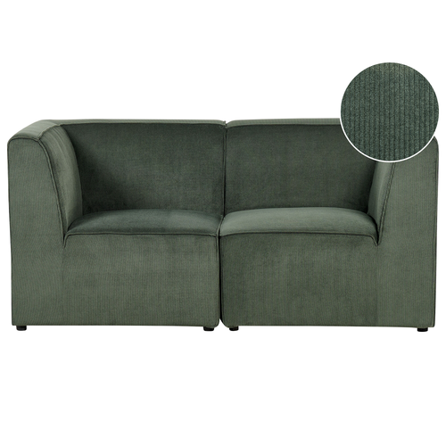 Sofa Dunkelgrün Stoffbezug aus Cord mit Armlehnen 2-Sitzer Modulsofa Wohnzimmermöbel Modern Wohnecke Sitzecke