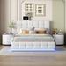 Queen Size Upholstered Platform Bed Storage Bed with 2 Nightstand, 3-Pieces Bedroom Sets with LED Lights & USB Charger