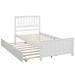 Twin Size Platform Bed, Solid Wood Twin Bed Frame w/Trundl & Headboard