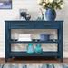 Console Table with 2 Drawers and 2 Tiers Shelves, Entryway Sofa Table Long Narrow Wood Console Table for Hallway, Navy Blue