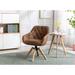 No Wheels Swivel Office Chair with Solid Wood Legs Desk Chair
