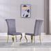 Modern Velvet Dining Chairs Set of 2 Comfy Parson Chairs w/ Stripe Backrest Business Reception Chair, Grey