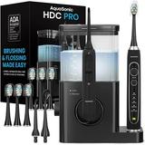 AquaSonic Home Dental Center PRO â€“ Brushing & Flossing Made Easy â€“ Brush & Floss â€“ Power Toothbrush & Water Flosser â€“ Whiter Teeth & Healthier Gums â€“ Black Series Pro+Oral Irrigator â€“ ADA Approved