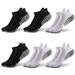 Men Ankle Compression Running Socks 6 Pairs Cushioned Low Cut Athletic Socks with Arch Support (L(39-42cm) Black&White)