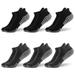 Men Ankle Compression Running Socks 6 Pairs Cushioned Low Cut Athletic Socks with Arch Support (XL(43-47cm) Black&Dark Gray)