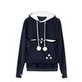 Olyvenn Clearance Womens Sweatshirts Fashion Hooded Neck Womens Suit Drawstring Hoodies with Big Pet Pockets Casual Set Long Sleeve Jackets Dog Paw Print Slim Fit Business Navy 14