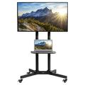 CodYinFI Mobile TV Cart for 32 to 83 inch Screens up to 110 lbs LCD LED OLED 4K Smart Flat and Curved Panels Rolling Stand with Laptop Shelf Locking Wheels Max 600x400 Black STAND-TV03E