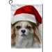 SKYSONIC Portrait of Dog in The Hat of Santa Claus Double Side Print Garden House Sports Flag 12x18 in Polyester Decorative Flag Banner for Outside House Flowerpot