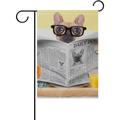 SKYSONIC Garden Flag French Bulldog Reading Newspaper Double-Sided Printed Garden House Sports Flag - 28x40in -Decorative Flags for Courtyard Garden Flowerpot