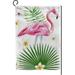 SKYSONIC Garden Flag Single Pink Flamingo and Tropical Leaves House Sports Flags 12x18 in Polyester Decorative Flags for Courtyard Garden Flowerpot