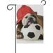 SKYSONIC Garden Flag Bulldog Resting On Soccer Ball Double-Sided Printed Garden House Sports Flag - 12x18in -Decorative Flags for Courtyard Garden Flowerpot