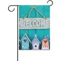 SKYSONIC Wood Welcome Sign and Birdhouses Double-Sided Printed Garden House Sports Flag-28x40(in)-Polyester Decorative Flags for Courtyard Garden Flowerpot