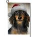 SKYSONIC Dog Breed Dachshund in Hat of Santa Claus Double Side Print Garden House Sports Flag 28x40 in Polyester Decorative Flag Banner for Outside House Flowerpot