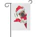 SKYSONIC Santa Claus Christmas Dog with Champagne Double-Sided Printed Garden House Sports Flag-12x18(in)-Polyester Decorative Flags for Courtyard Garden Flowerpot