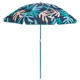 CintBllTer 3053261VMI Moda Outdoor Adjustable Height Push Button Tilt Umbrella with Carrying Bag for the Beach or Picnics Coral Leaf Print