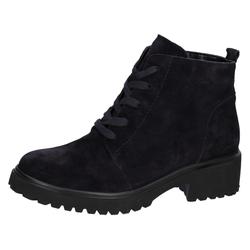 Schnürboots WALDLÄUFER "H-LUISE", Damen, Gr. 6,5, blau (nachtblau), Veloursleder, unifarben, elegant, Schuhe, Stiefelette, Blockabsatz, in bequemer Schuhweite G (= weit)