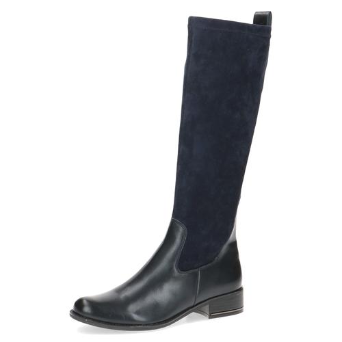 Stiefel CAPRICE Gr. 37, XS-Schaft, blau (dunkelblau) Damen Schuhe mit Stretch-XS-Schaft, bequeme Weite