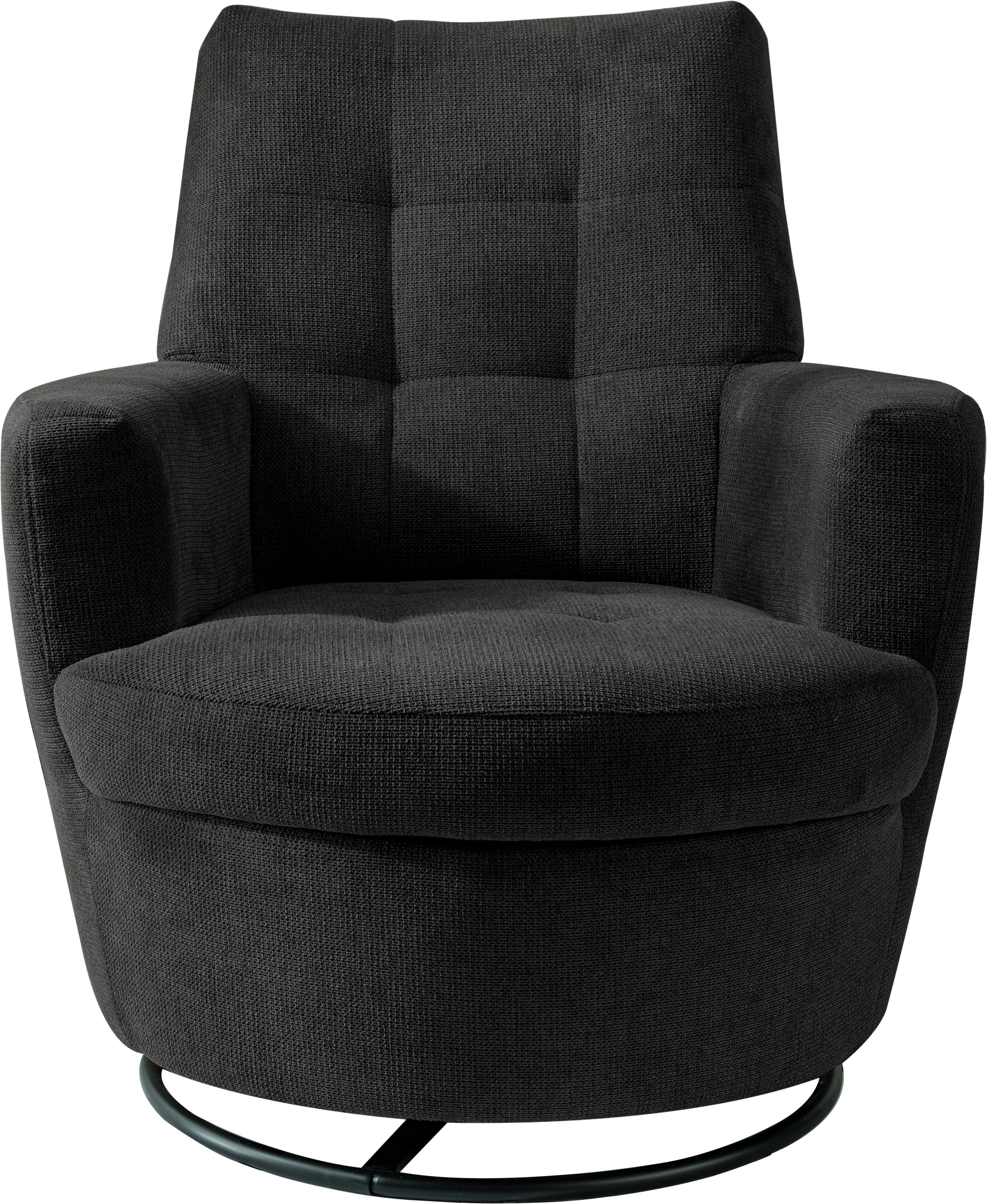 Drehsessel ALINA "Yuri", schwarz (schwarz xbo 10), B:80cm H:93cm T:92cm, Struktur fein XBO 100% Polyester), Sessel, mit Dreh und Wippfunktion, passend zu Hocker Yuri