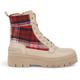 Schnürstiefelette TOMMY HILFIGER "FEMININE TARTAN LACE UP BOOTIE" Gr. 39, bunt (beige, rot, blau, weiß) Damen Schuhe Schnürboots Winterboots Reißverschlussstiefeletten