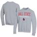 Men's Champion Gray Ball State Cardinals Stacked Logo Volleyball Eco Powerblend Pullover Sweatshirt